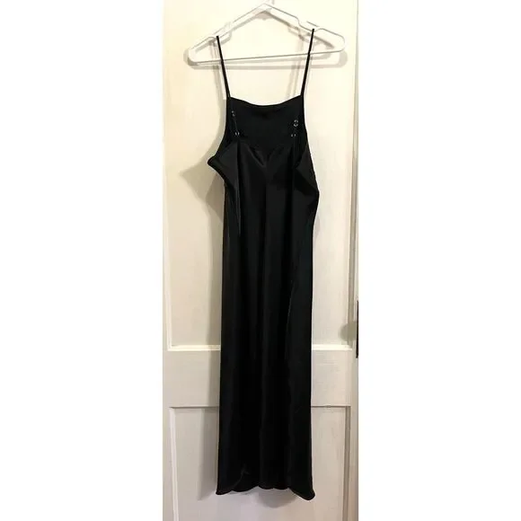Vintage Black Y2K 90s Beaded Slip Midi Dress   Women's Size XS - Picture 5 of 8